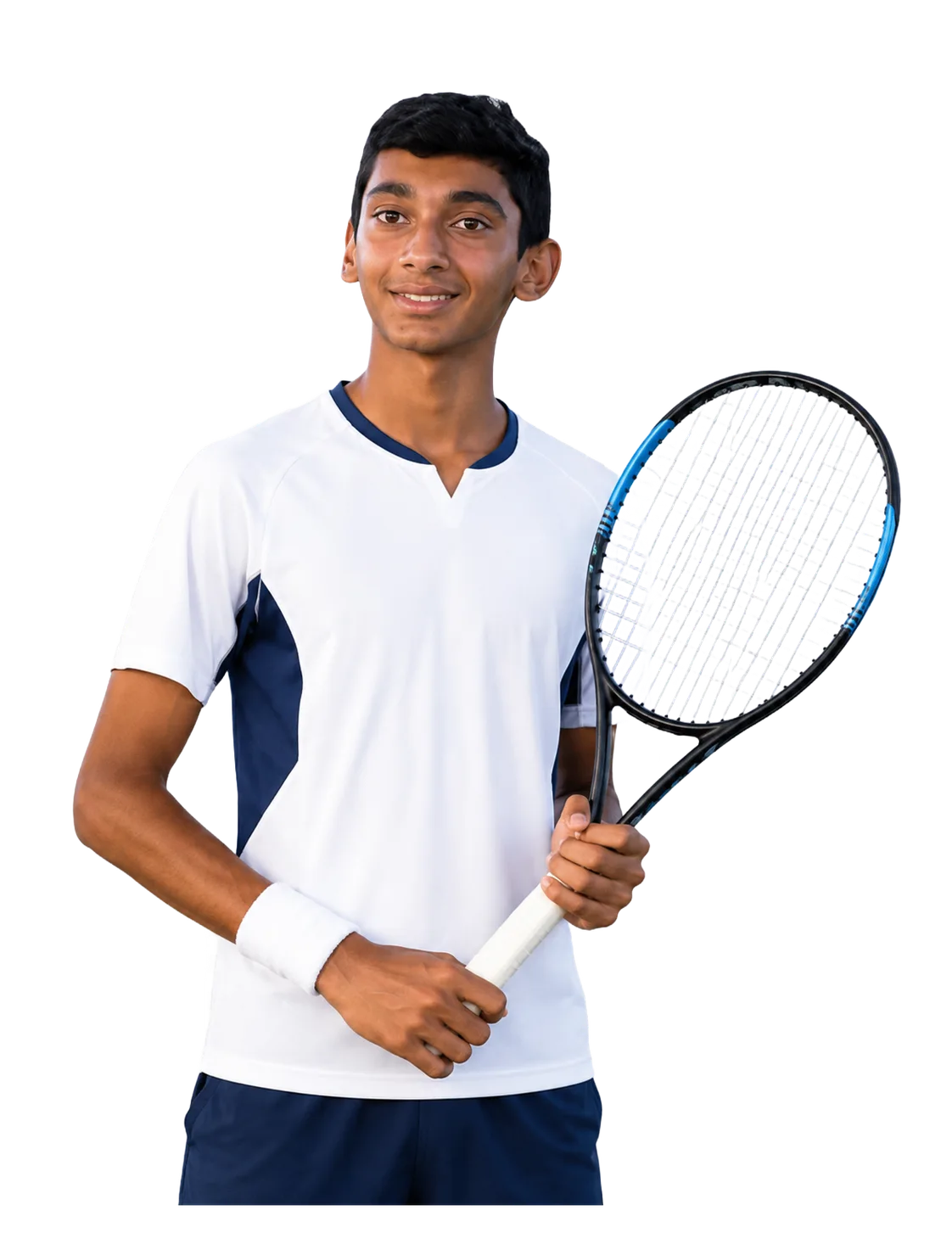 Dev Javia tennis player profile visual with TennisJack stats and match analysis