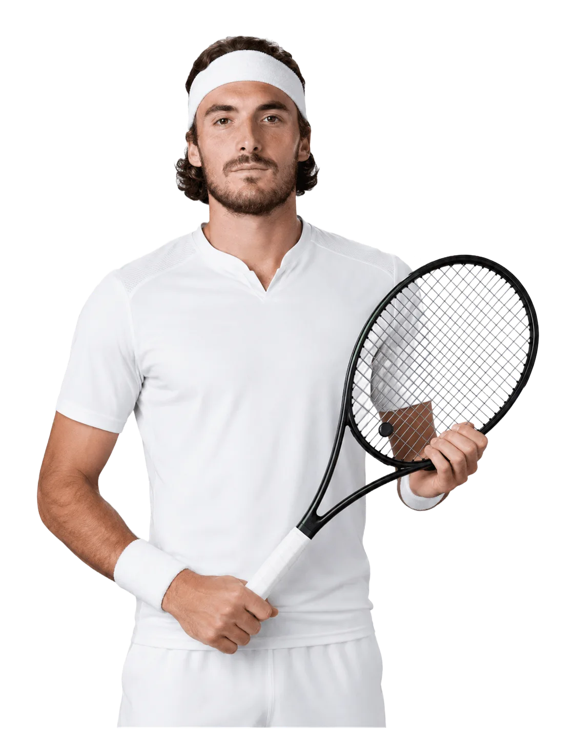 Stefanos Tsitsipas tennis player profile visual with TennisJack stats and match analysis